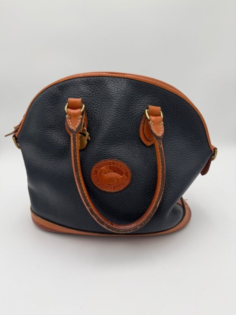 Dooney & Bourke Blue Northolk Satchel Bag Pebbled Leather Vintage Handbag